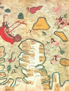 Buddhist cosmology (Traiphūmlōkwinitchai) from Central Thailand; folding book dated 1776 A.D. held at the Museum for Asian Art, Berlin (IC 27507) 